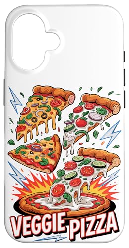 90s Vintage Veggie Pizza Slice Fast Food Pizzas Hülle für iPhone 16 von Fast Food Pizzas Pizza Lover Gifts