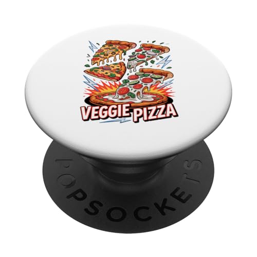 90s Vintage Veggie Pizza Slice Fast Food Pizzas PopSockets Klebender PopGrip von Fast Food Pizzas Pizza Lover Gifts