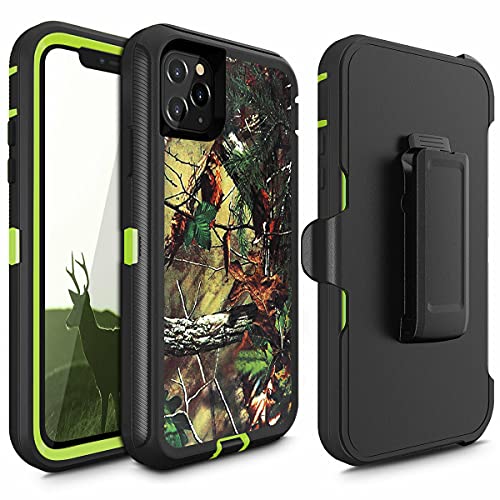 FastSun Defender Schutzhülle entworfen für iPhone 12 Pro Max, schützende Defender stoßfeste Hybrid-Hülle Dual Layer Design Hardcover kompatibel mit iPhone 12 Pro Max 6,7 Zoll (Clip + Camo Green) von FastSun