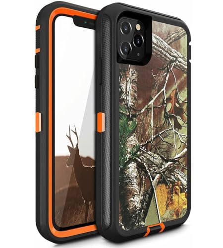 Fastsun Camo Design Defender Hülle für iPhone 15, schützende, stoßfeste Hybrid-Hülle, zweilagig, Hartschale, kompatibel mit iPhone 15 (Camo Orange) von FastSun