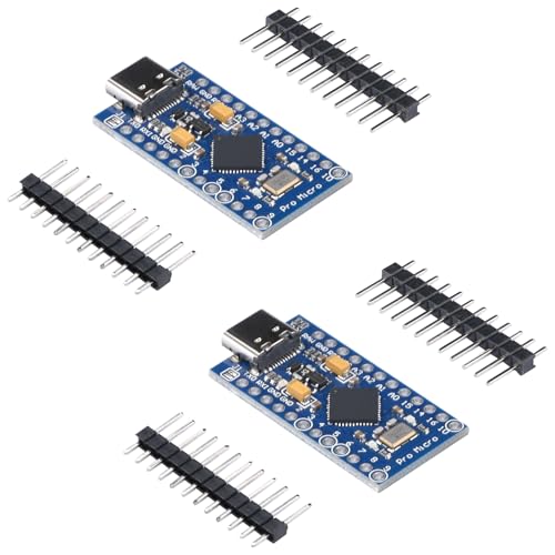 Fastsaw 2 Stück Pro Micro 32U4 Modul Type-C Entwicklungsboard Mikrocontroller-Board 5 V 16 MHz mit Pin-Headern Fastsaw 2 Stück Pro Micro 32U4 Modul Type-C Entwicklungsboard Mikrocontroller-Board 5 V 16 MHz mit Pin-Headern von Fastsaw