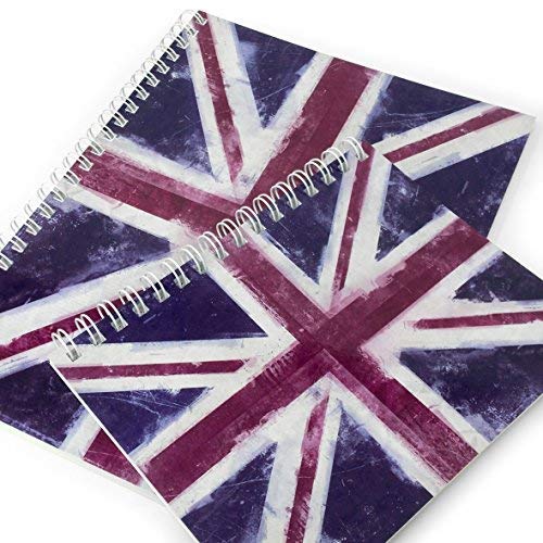 Monster Stationery – A4 und A5 gefüttert Notebooks – 160 perforiert 80 g/m² Seiten – Made in UK – Distressed Flagge Serie - union jack von Fat Belly Fish