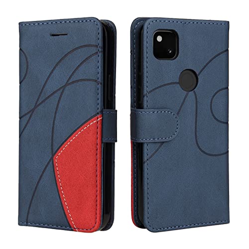 Fatcatparadise Kompatibel mit Google Pixel 4A Hülle, Leder PU Brieftasche Handyhülle Flip Case Silikon Bumper Schutzhülle Klapphülle. Lederhülle mit Kartenfächern und Standfunktion (Blau) von Fatcatparadise