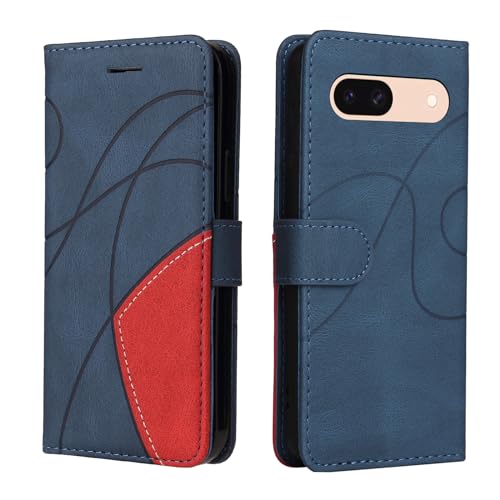 Fatcatparadise Kompatibel mit Google Pixel 8A,Leder PU Brieftasche Handyhülle Flip Case Silikon Bumper Schutzhülle Klapphülle.Lederhülle mit Kartenfächern/Standfunktion(Blau) von Fatcatparadise
