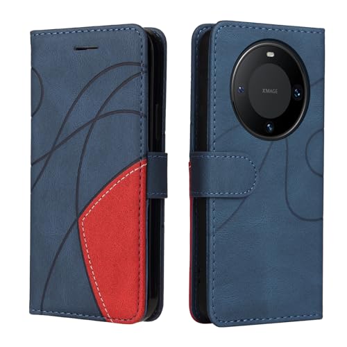 Fatcatparadise Kompatibel mit Huawei Mate 60 Pro/60 Pro Plus,Leder PU Brieftasche Handyhülle Flip Case Silikon Bumper Schutzhülle Klapphülle.Lederhülle mit Kartenfächern/Standfunktion(Blau) von Fatcatparadise