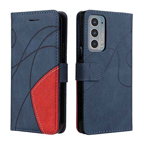 Fatcatparadise Kompatibel mit Motorola Moto Edge 20 Hülle, Leder PU Brieftasche Handyhülle Flip Case Silikon Bumper Schutzhülle Klapphülle. Lederhülle mit Kartenfächern und Standfunktion (Blau) von Fatcatparadise