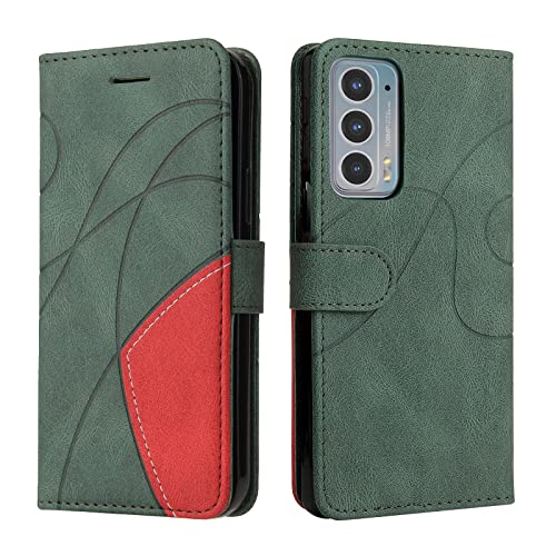 Fatcatparadise Kompatibel mit Motorola Moto Edge 20 Hülle, Leder PU Brieftasche Handyhülle Flip Case Silikon Bumper Schutzhülle Klapphülle. Lederhülle mit Kartenfächern und Standfunktion (Grün) von Fatcatparadise