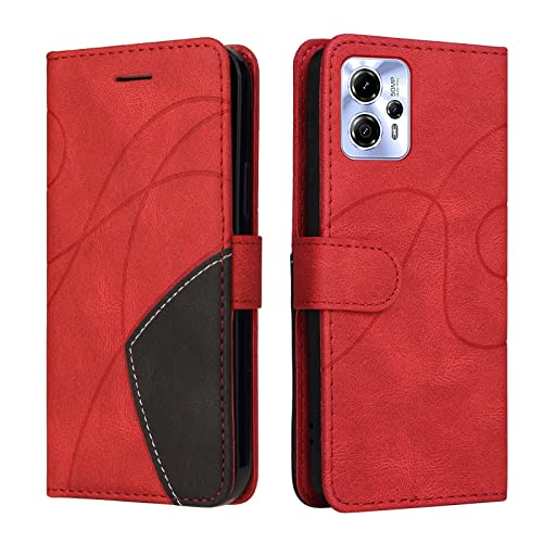 Fatcatparadise Kompatibel mit Motorola Moto G13 / G23 / G53 5G Hülle, Leder PU Brieftasche Handyhülle Flip Case Silikon Bumper Klapphülle. Lederhülle mit Kartenfächern und Standfunktion (Rot) von Fatcatparadise