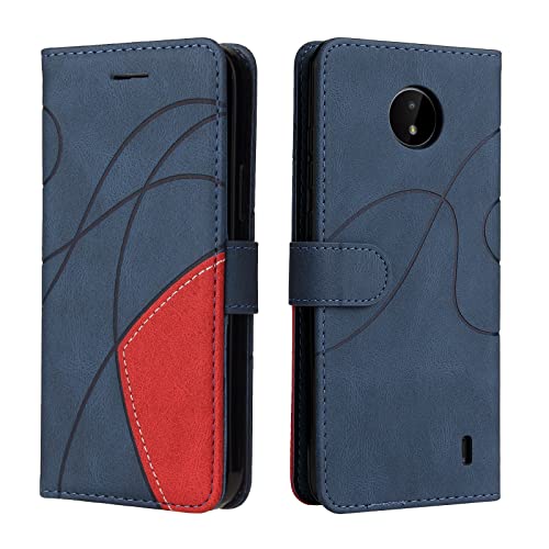 Fatcatparadise Kompatibel mit Nokia C10/C20 Hülle, Leder PU Brieftasche Handyhülle Flip Case Silikon Bumper Schutzhülle Klapphülle. Lederhülle mit Kartenfächern und Standfunktion (Blau) von Fatcatparadise