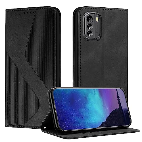 Fatcatparadise Kompatibel mit Nokia G60 5G Hülle, Handyhülle für Nokia G60 5G Hülle PU Leder Flip Klappbare Wallet Magnet Stoßfeste Case Handytasche Klapphülle Schutzhülle Hülle Holster (Schwarz) von Fatcatparadise