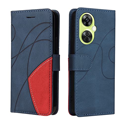 Fatcatparadise Kompatibel mit OnePlus Nord CE3 Lite,Leder PU Brieftasche Handyhülle Flip Case Silikon Bumper Schutzhülle Klapphülle.Lederhülle mit Kartenfächern/Standfunktion(Blau) von Fatcatparadise