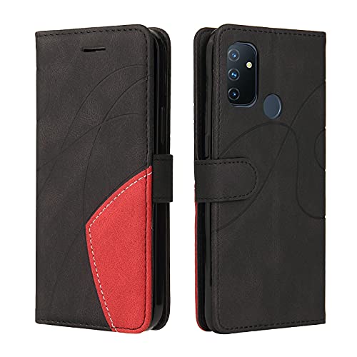 Fatcatparadise Kompatibel mit OnePlus Nord N100(5G) Hülle, Leder PU Brieftasche Handyhülle Flip Case Silikon Bumper Schutzhülle Klapphülle. Lederhülle mit Kartenfächern und Standfunktion (Schwarz) von Fatcatparadise