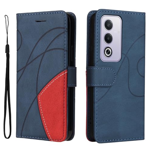 Fatcatparadise Kompatibel mit Oppo A3 Pro 5G,Leder PU Brieftasche Handyhülle Flip Case Silikon Bumper Schutzhülle Klapphülle.Lederhülle mit Kartenfächern/Standfunktion(Blau) von Fatcatparadise