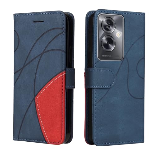 Fatcatparadise Kompatibel mit Oppo A79 5G,Leder PU Brieftasche Handyhülle Flip Case Silikon Bumper Schutzhülle Klapphülle.Lederhülle mit Kartenfächern/Standfunktion(Blau) von Fatcatparadise