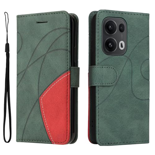 Fatcatparadise Kompatibel mit Oppo Reno 13 Pro 5G,Leder PU Brieftasche Handyhülle Flip Case Silikon Bumper Schutzhülle Klapphülle.Lederhülle mit Kartenfächern/Standfunktion(Grün) von Fatcatparadise