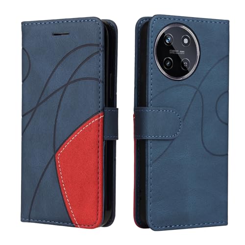 Fatcatparadise Kompatibel mit Realme 11 4G,Leder PU Brieftasche Handyhülle Flip Case Silikon Bumper Schutzhülle Klapphülle.Lederhülle mit Kartenfächern/Standfunktion(Blau) von Fatcatparadise