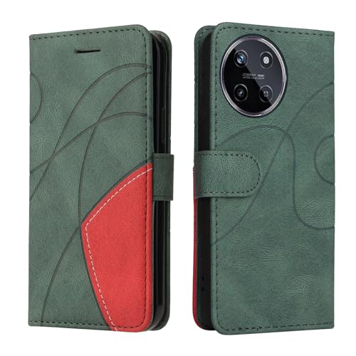 Fatcatparadise Kompatibel mit Realme 11 4G,Leder PU Brieftasche Handyhülle Flip Case Silikon Bumper Schutzhülle Klapphülle.Lederhülle mit Kartenfächern/Standfunktion(Grün) von Fatcatparadise