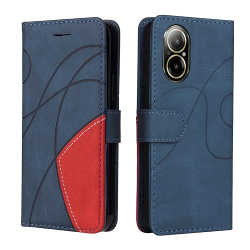 Fatcatparadise Kompatibel mit Realme C67 4G,Leder PU Brieftasche Handyhülle Flip Case Silikon Bumper Schutzhülle Klapphülle.Lederhülle mit Kartenfächern/Standfunktion(Blau) von Fatcatparadise