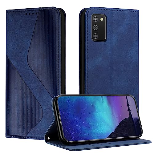 Fatcatparadise Kompatibel mit Samsung Galaxy A03S Hülle, Handyhülle für Samsung A03S, PU Leder Flip Klappbare Wallet Magnet Case Handytasche Klapphülle Schutzhülle für Samsung A03S Hülle (Blau) von Fatcatparadise