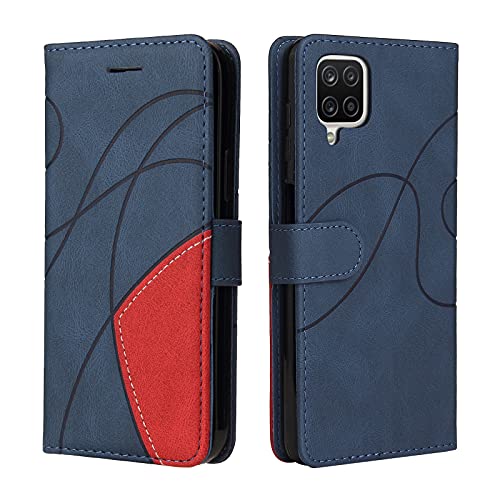 Fatcatparadise Kompatibel mit Samsung Galaxy A12 5G Hülle, Leder PU Brieftasche Handyhülle Flip Case Silikon Bumper Schutzhülle Klapphülle. Lederhülle mit Kartenfächern und Standfunktion (Blau) von Fatcatparadise