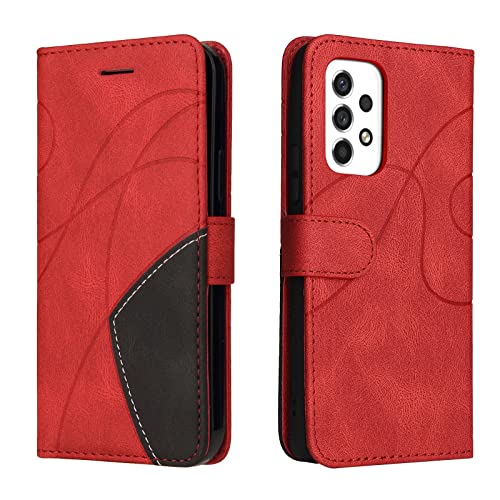 Fatcatparadise Kompatibel mit Samsung Galaxy A53 5G Hülle, Leder PU Brieftasche Handyhülle Flip Case Silikon Bumper Schutzhülle Klapphülle. Lederhülle mit Kartenfächern und Standfunktion (Rot) von Fatcatparadise