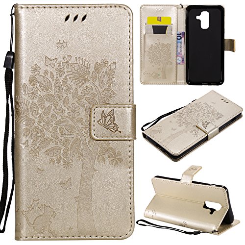 Fatcatparadise Kompatibel mit Samsung Galaxy A6 Plus 2018 Hülle, Handyhülle Samsung A6 Plus 2018, Prägung Muster Schutzhülle PU Leder Wallet Case Klappbar Flip Hülle Brieftasche Ledertasche (Gold) Fatcatparadise Kompatibel mit Samsung Galaxy A6 Plus 2018 Hülle, Handyhülle Samsung A6 Plus 2018, Prägung Muster Schutzhülle PU Leder Wallet Case Klappbar Flip Hülle Brieftasche Ledertasche (Gold) von Fatcatparadise