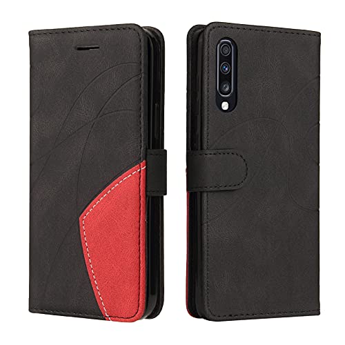 Fatcatparadise Kompatibel mit Samsung Galaxy A70 Hülle, Leder PU Brieftasche Handyhülle Flip Case Silikon Bumper Schutzhülle Klapphülle. Lederhülle mit Kartenfächern und Standfunktion (Schwarz) von Fatcatparadise