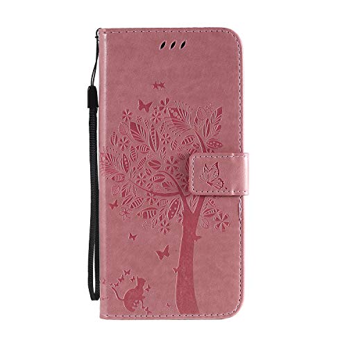 Fatcatparadise Kompatibel mit Samsung Galaxy A71 5G Hülle, Handyhülle Samsung A71 5G, Prägung Muster Schutzhülle PU Leder Wallet Case Klappbar Flip Hülle Brieftasche Ledertasche (Rosa) von Fatcatparadise