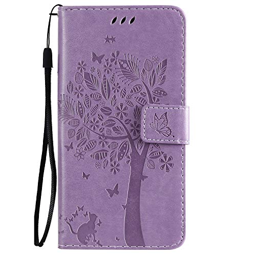 Fatcatparadise Kompatibel mit Samsung Galaxy S20 Plus Hülle, Handyhülle Samsung S20 Plus, Prägung Muster Schutzhülle PU Leder Wallet Case Klappbar Flip Hülle Brieftasche Ledertasche (Lavendel) von Fatcatparadise