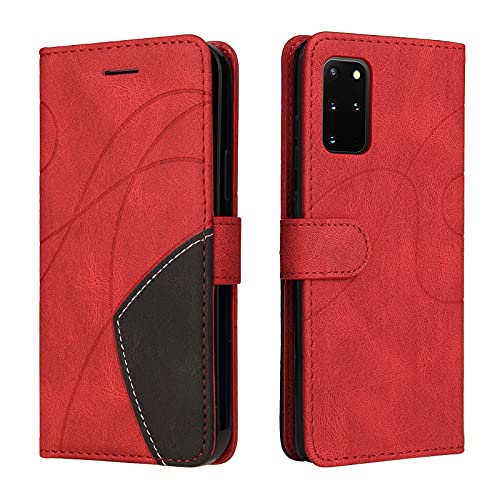 Fatcatparadise Kompatibel mit Samsung Galaxy S20 Plus Hülle, Leder PU Brieftasche Handyhülle Flip Case Silikon Bumper Schutzhülle Klapphülle. Lederhülle mit Kartenfächern und Standfunktion (Rot) von Fatcatparadise