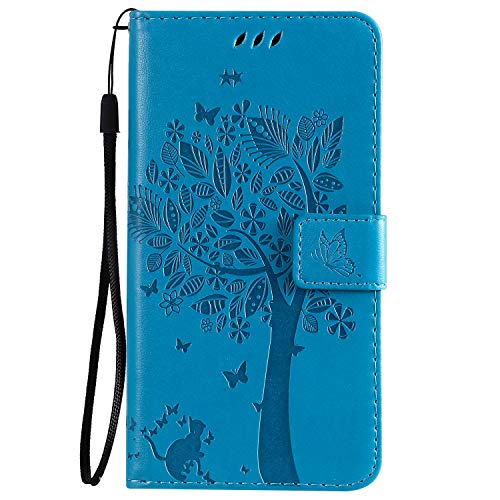 Fatcatparadise Kompatibel mit Samsung Galaxy S20 Ultra Hülle, Handyhülle Samsung S20 Ultra, Prägung Muster Schutzhülle PU Leder Wallet Case Klappbar Flip Hülle Brieftasche Ledertasche (Blau) von Fatcatparadise