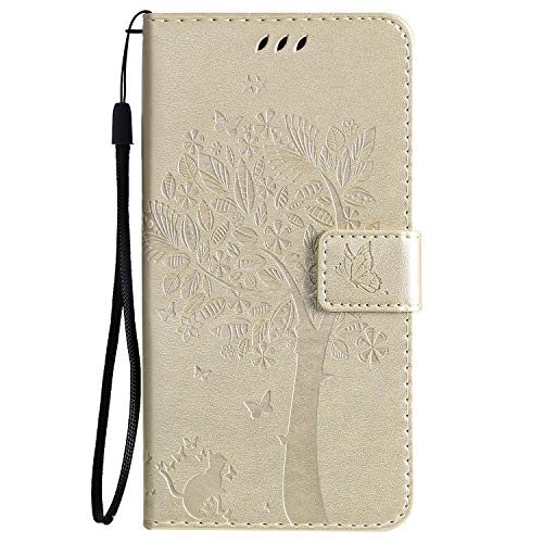 Fatcatparadise Kompatibel mit Samsung Galaxy S20 Ultra Hülle, Handyhülle Samsung S20 Ultra, Prägung Muster Schutzhülle PU Leder Wallet Case Klappbar Flip Hülle Brieftasche Ledertasche (Gold) von Fatcatparadise