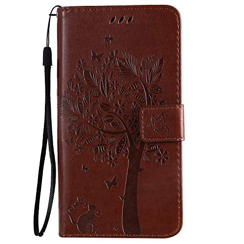 Fatcatparadise Kompatibel mit Samsung Galaxy S20 Ultra Hülle, Handyhülle Samsung S20 Ultra, Prägung Muster Schutzhülle PU Leder Wallet Case Klappbar Flip Hülle Brieftasche Ledertasche (Kaffee) von Fatcatparadise