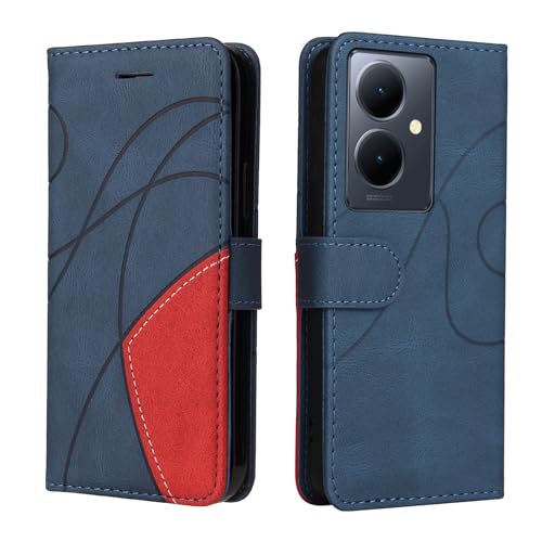 Fatcatparadise Kompatibel mit VIVO V29 Lite/Y78 5G/Y78 Plus 5G,Leder PU Brieftasche Handyhülle Flip Case Silikon Bumper Schutzhülle Klapphülle.Lederhülle mit Kartenfächern/Standfunktion(Blau) von Fatcatparadise