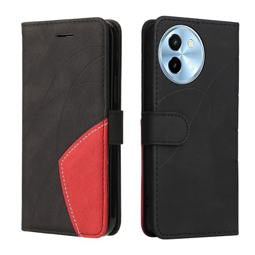 Fatcatparadise Kompatibel mit VIVO Y38 5G/Y200i 5G/T3X 5G,Leder PU Brieftasche Handyhülle Flip Case Silikon Bumper Schutzhülle Klapphülle.Lederhülle mit Kartenfächern/Standfunktion(Schwarz) von Fatcatparadise