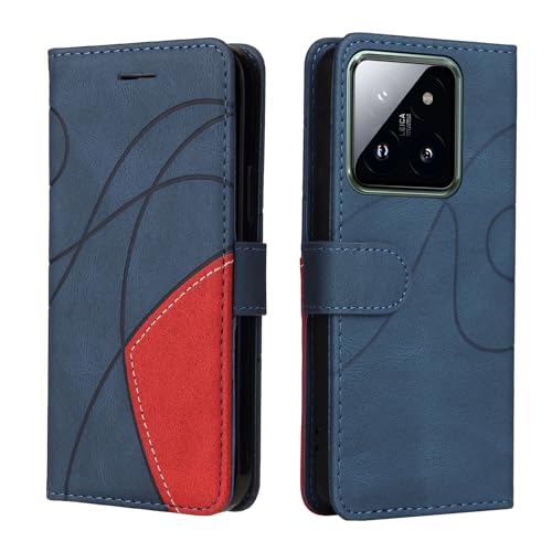 Fatcatparadise Kompatibel mit Xiaomi 14 Pro,Leder PU Brieftasche Handyhülle Flip Case Silikon Bumper Schutzhülle Klapphülle.Lederhülle mit Kartenfächern/Standfunktion(Blau) von Fatcatparadise