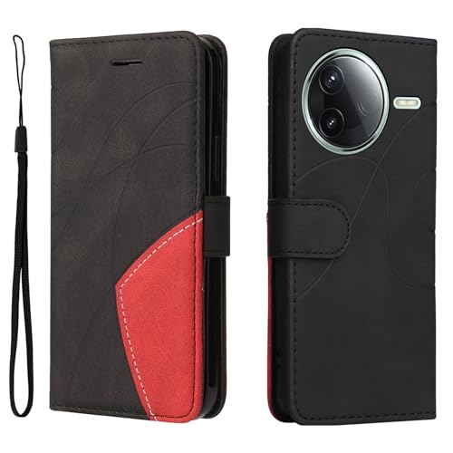 Fatcatparadise Kompatibel mit Xiaomi Poco F7 Pro/Poco F7 Ultra,Leder PU Brieftasche Handyhülle Flip Case Silikon Bumper Schutzhülle Klapphülle.Lederhülle mit Kartenfächern/Standfunktion(Schwarz) von Fatcatparadise