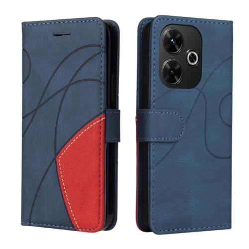 Fatcatparadise Kompatibel mit Xiaomi Redmi 13 4G,Leder PU Brieftasche Handyhülle Flip Case Silikon Bumper Schutzhülle Klapphülle.Lederhülle mit Kartenfächern/Standfunktion(Blau) von Fatcatparadise