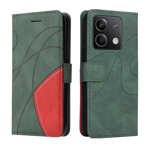 Fatcatparadise Kompatibel mit Xiaomi Redmi Note 13 5G,Leder PU Brieftasche Handyhülle Flip Case Silikon Bumper Schutzhülle Klapphülle.Lederhülle mit Kartenfächern/Standfunktion(Grün) von Fatcatparadise
