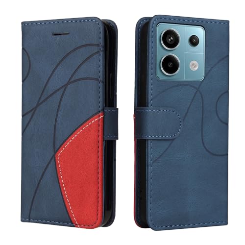 Fatcatparadise Kompatibel mit Xiaomi Redmi Note 13 Pro 5G/Poco X6,Leder PU Brieftasche Handyhülle Flip Case Silikon Bumper Schutzhülle Klapphülle.Lederhülle mit Kartenfächern/Standfunktion(Blau) von Fatcatparadise