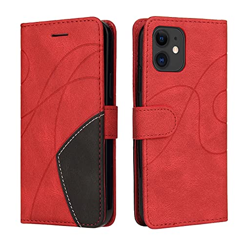 Fatcatparadise Kompatibel mit iPhone 11 Hülle (6,1 Zoll), Leder PU Brieftasche Handyhülle Flip Case Silikon Bumper Schutzhülle Klapphülle. Lederhülle mit Kartenfächern und Standfunktion (Rot) von Fatcatparadise