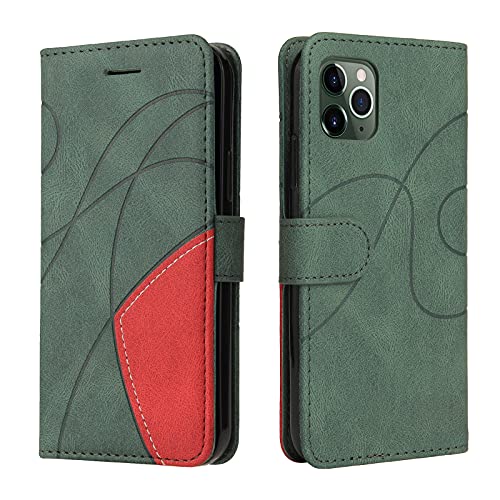 Fatcatparadise Kompatibel mit iPhone 11 Pro Hülle (5,8 Zoll), Leder PU Brieftasche Handyhülle Flip Case Silikon Bumper Schutzhülle Klapphülle. Lederhülle mit Kartenfächern und Standfunktion (Grün) von Fatcatparadise