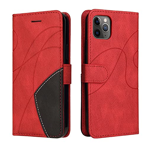 Fatcatparadise Kompatibel mit iPhone 11 Pro Max Hülle (6,5 Zoll), Leder PU Brieftasche Handyhülle Flip Case Silikon Bumper Schutzhülle Klapphülle. Lederhülle mit Kartenfächern/Standfunktion (Rot) von Fatcatparadise