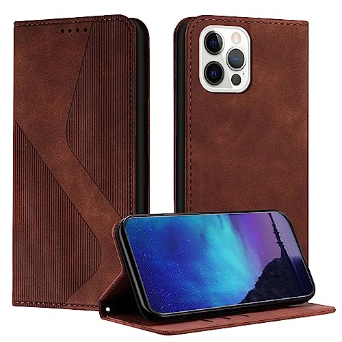 Fatcatparadise Kompatibel mit iPhone 12/iPhone 12 Pro Hülle, Handyhülle für iPhone 12/12 Pro (6,1 Zoll) Hülle PU Leder Flip Klappbare Wallet Magnet Case Handytasche Klapphülle Schutzhülle Hülle(Braun) von Fatcatparadise