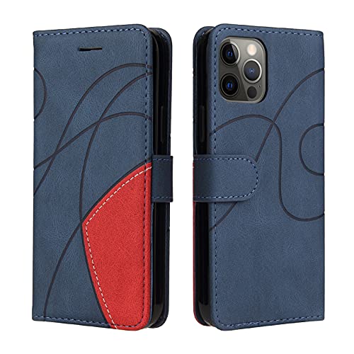 Fatcatparadise Kompatibel mit iPhone 12 / iPhone 12 Pro Hülle (6,1 Zoll), Leder PU Brieftasche Handyhülle Flip Case Silikon Bumper Schutzhülle. Lederhülle mit Kartenfächern und Standfunktion (Blau) von Fatcatparadise