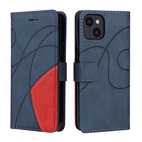 Fatcatparadise Kompatibel mit iPhone 13 Hülle (6,1 Zoll), Leder PU Brieftasche Handyhülle Flip Case Silikon Bumper Schutzhülle Klapphülle. Lederhülle mit Kartenfächern und Standfunktion (Blau) von Fatcatparadise