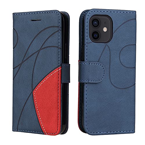 Fatcatparadise Kompatibel mit iPhone 13 Mini Hülle (5,4 Zoll), Leder PU Brieftasche Handyhülle Flip Case Silikon Bumper Schutzhülle Klapphülle. Lederhülle mit Kartenfächern und Standfunktion (Blau) von Fatcatparadise