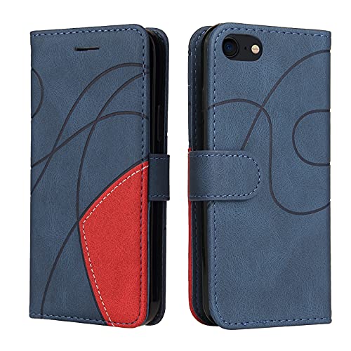 Fatcatparadise Kompatibel mit iPhone SE 2020/iPhone 8/iPhone 7 Hülle (4,7 Zoll), Leder PU Brieftasche Handyhülle Case Silikon Bumper Schutzhülle. Lederhülle mit Kartenfächern/Standfunktion (Blau) von Fatcatparadise