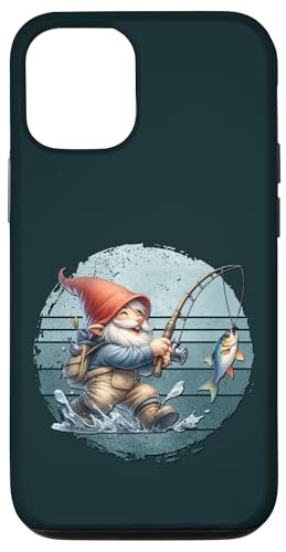 Funny Fishing Gnome Grandpa Graphic For Men On Retro Sunset Hülle für iPhone 12/12 Pro von Fathers Day Fishing Gifts For Dad Fisherman Gnome