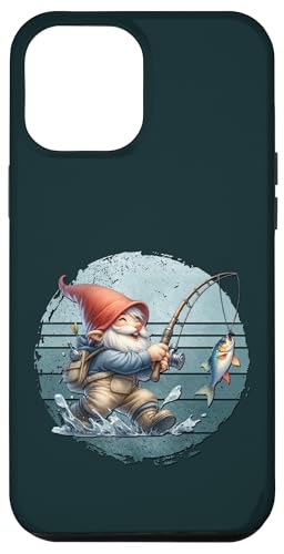 Funny Fishing Gnome Grandpa Graphic For Men On Retro Sunset Hülle für iPhone 12 Pro Max von Fathers Day Fishing Gifts For Dad Fisherman Gnome